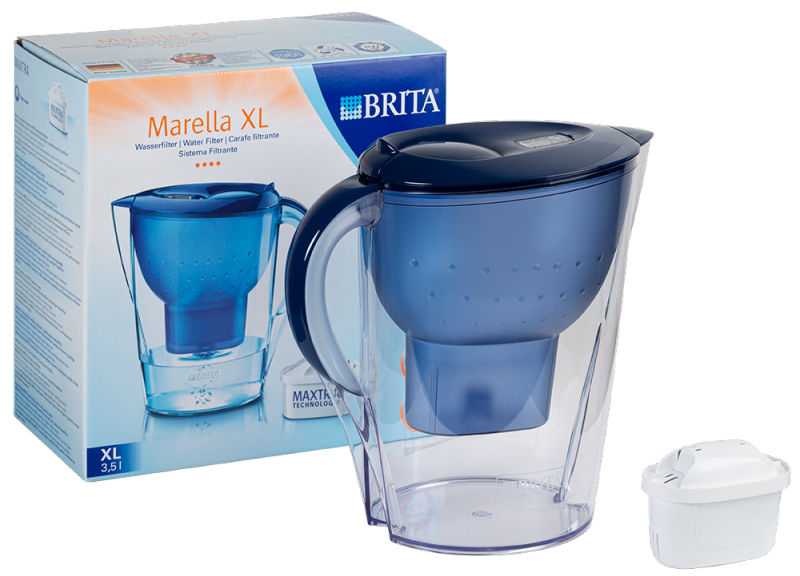 BRITA Carafe filtrante Marella bleu (2,4L) inclus 3 cartouches